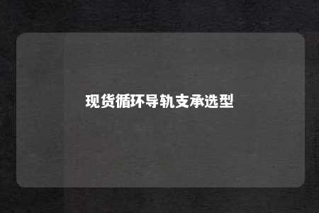 现货循环导轨支承选型 